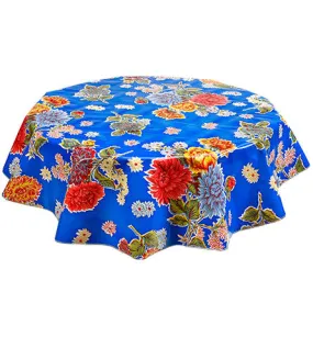 60" Round Oilcloth Tablecloth in Mum Blue