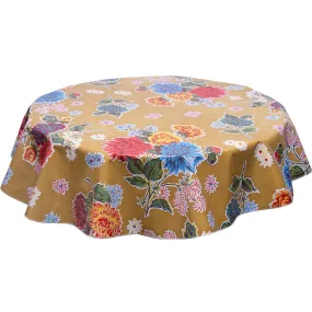 60" Round Oilcloth Tablecloth in Mum Tan