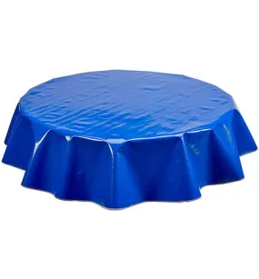 60" Round Oilcloth Tablecloth in Solid Blue