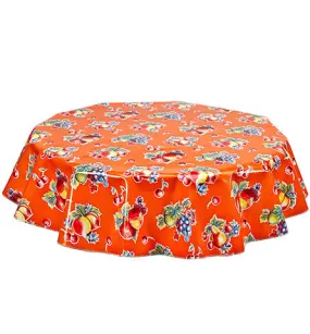 60" Round Oilcloth Tablecloths in Retro Orange