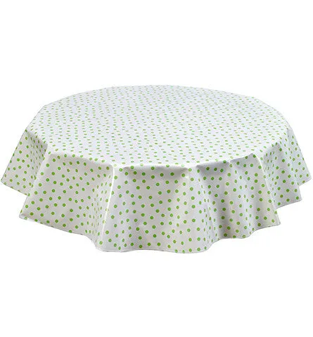 68" Round Oilcloth Tablecloth in Dot Lime