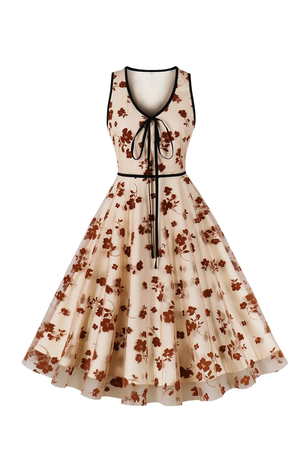 A Line V Neck Apricot Vintage Dress with Appliques