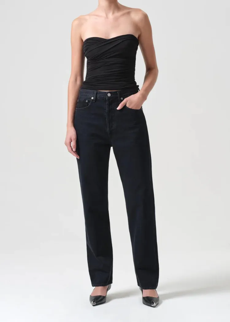 Agolde 90's Pinch Waist Pant - Crushed Black