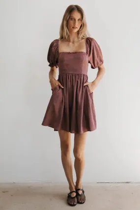 Alexis Satin Mini Dress in Mauve