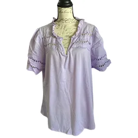 Bloomchic Purple Lilac Eyelet V Neck Shirt Size 12