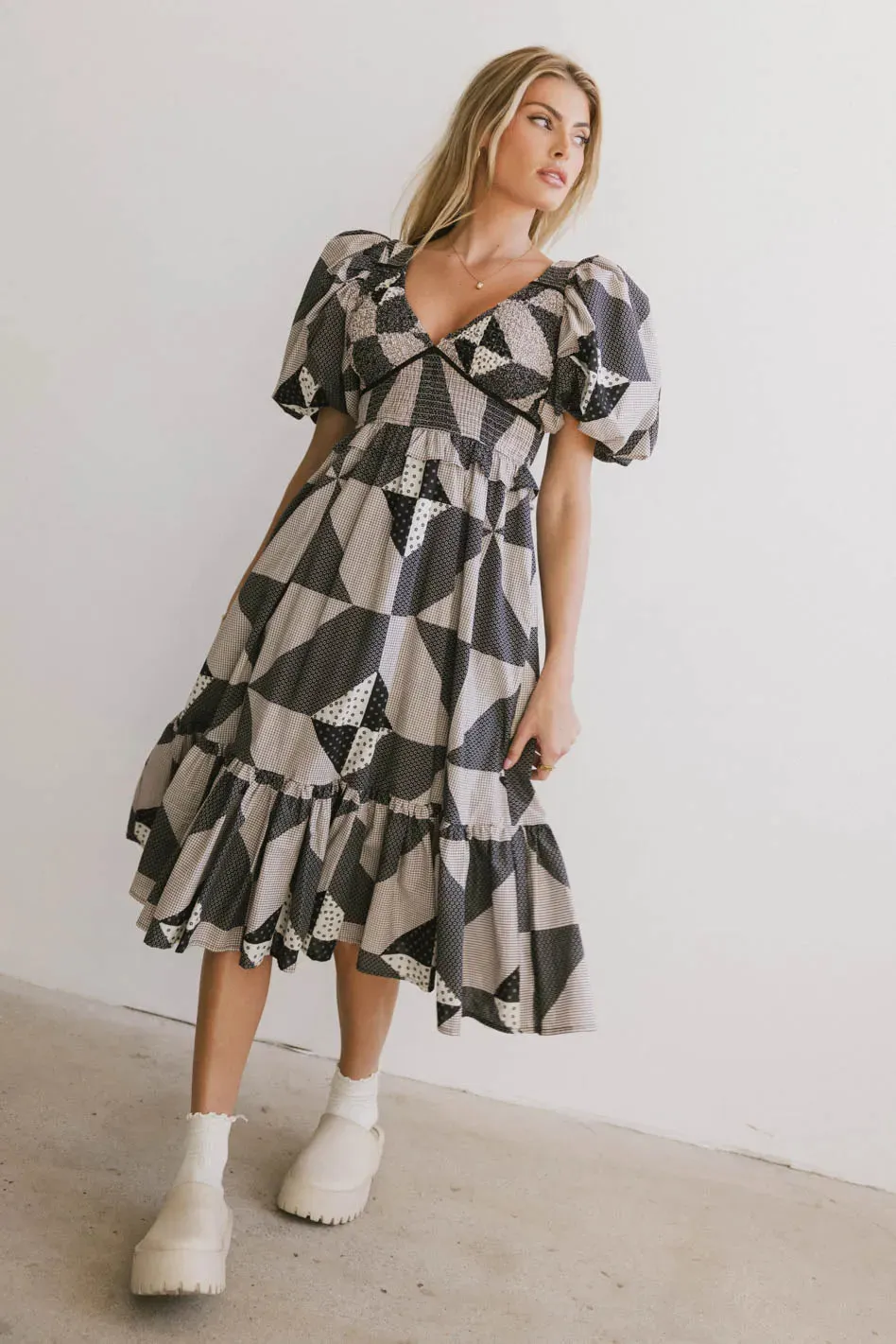 Brielle Patchwork Midi Dress