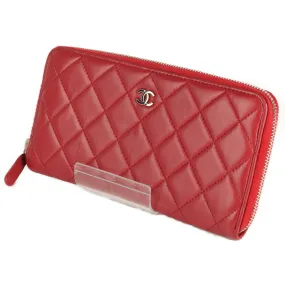 #CHANEL/Long Wallet/RED/Leather