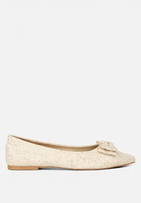 Cicely Jacquard Bow Embellished Ballet Flats