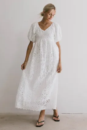 Devon Eyelet Lace Maxi Dress in Ivory