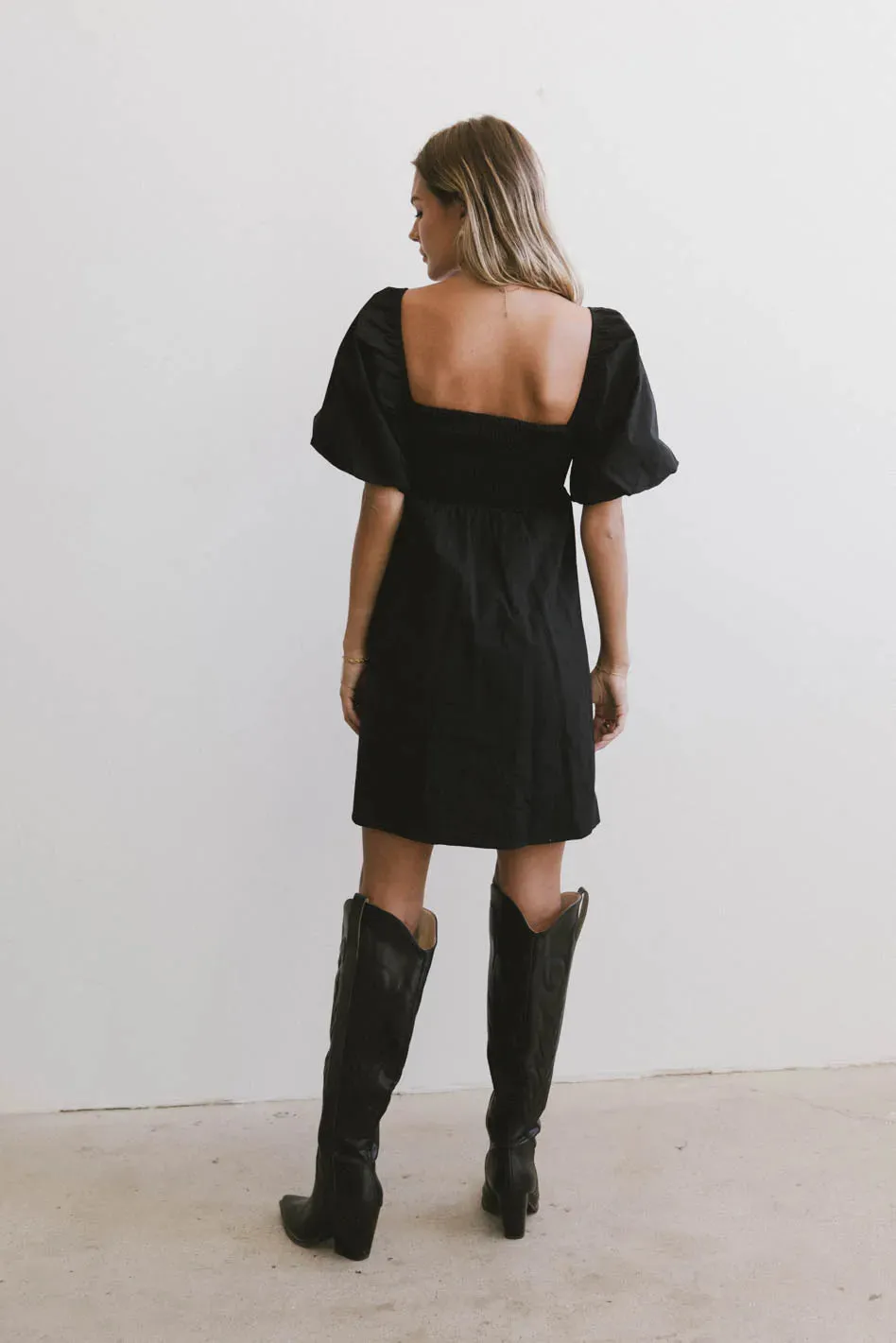 Dinah Pleated Mini Dress in Black