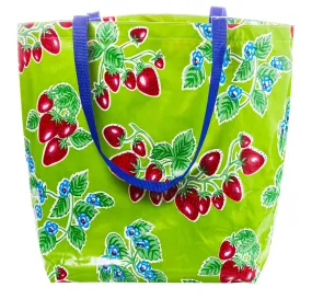 Freckled Sage Oilcloth Market Bags in Strawberry Green