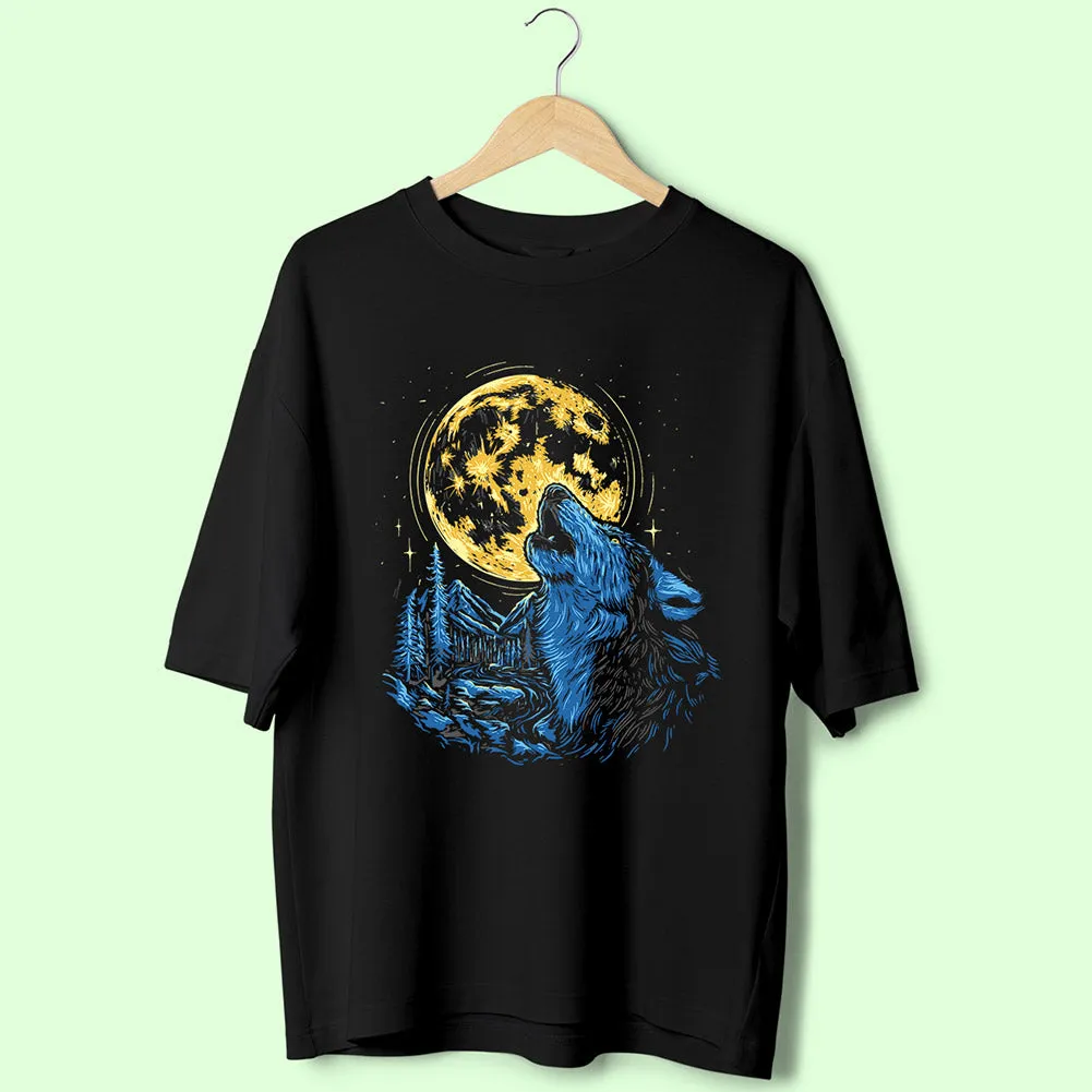 Full Moon Wolf (Front Print) Oversized T-Shirt