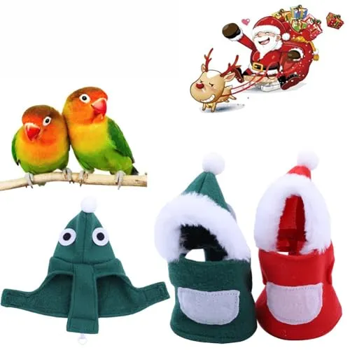 GARVEE Bird Clothes Parrot Christmas Costume Hoodie Small Animals for Pet Shows New Year Parties Birthdays Holidays Wear Size M Green