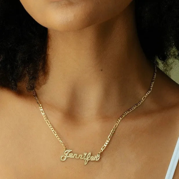 Golden Frosted Script Name Necklace