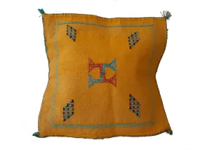 Handmade Moroccan Cushion Cover – Sabra Silk Pillow – Lalla Zhor - Golden Yellow