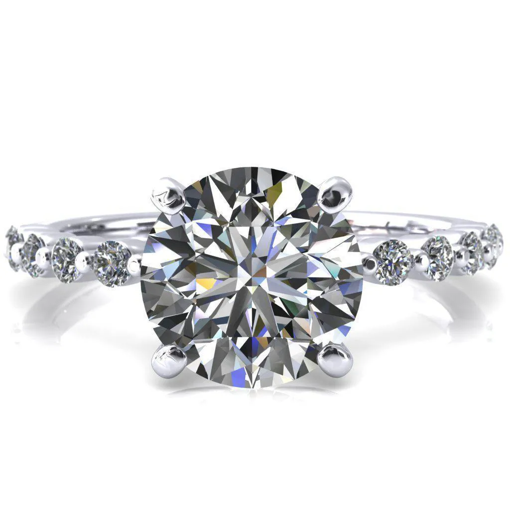 Niamh Round Center Stone 4 V-Prong 1/2 Shared Single Prong Shank Engagement Ring