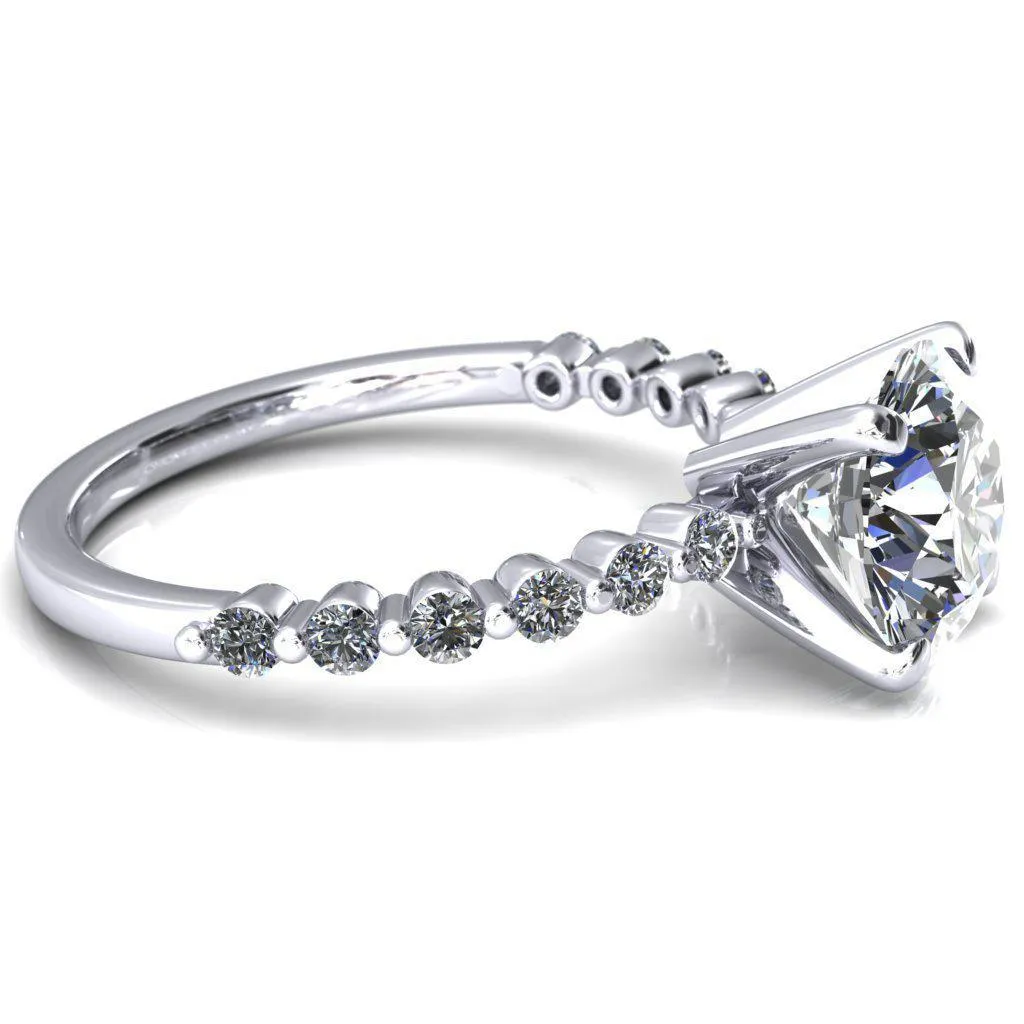 Niamh Round Center Stone 4 V-Prong 1/2 Shared Single Prong Shank Engagement Ring