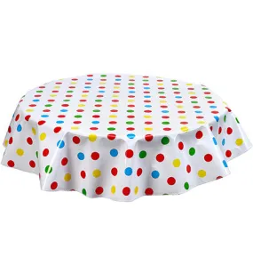 Round Oilcloth Tablecloth in Big Dot Red