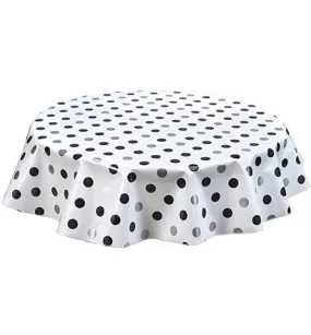 Round Oilcloth Tablecloth in Big Dot Silver and Black