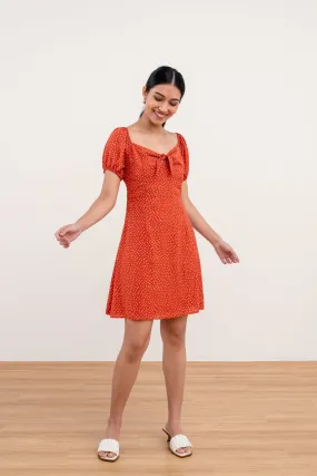 Sadie Printed Mini Dress in Orange