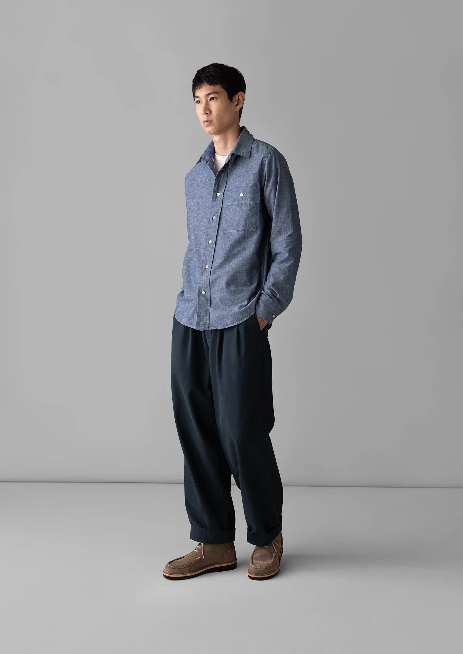 Selvedge Cotton Chambray Shirt | Indigo