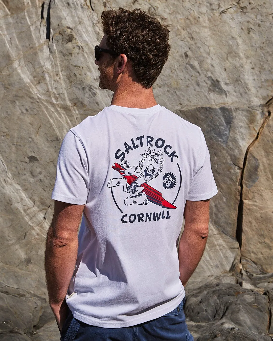 Wave Rider Cornwall - Mens Short Sleeve T-Shirts - White