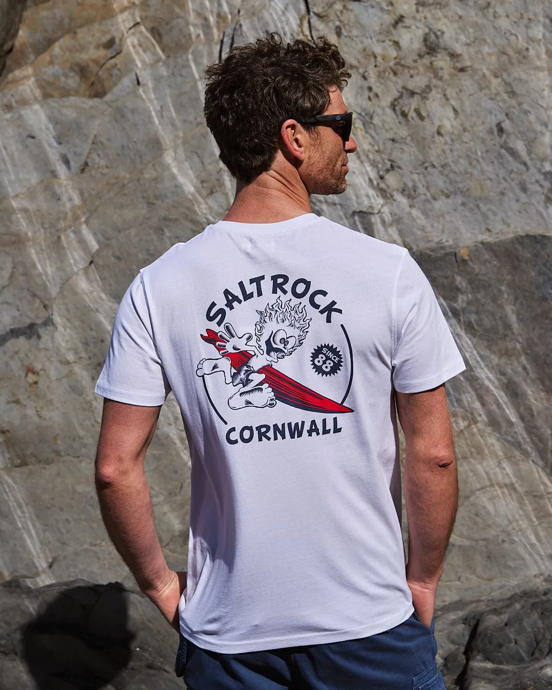 Wave Rider Cornwall - Mens Short Sleeve T-Shirts - White