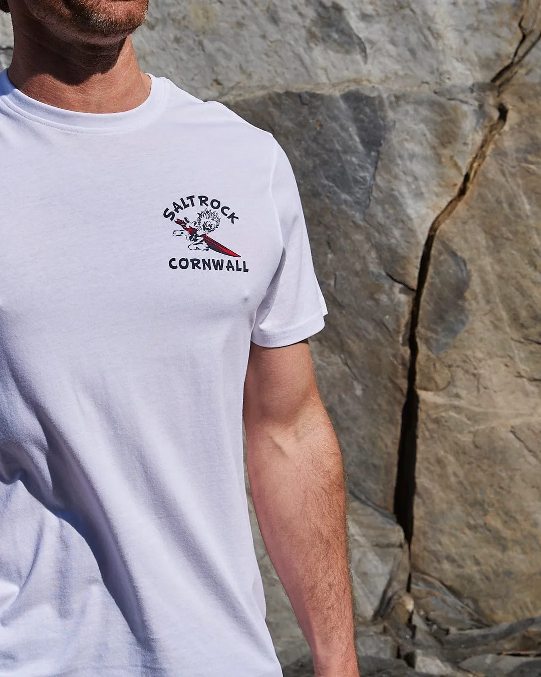 Wave Rider Cornwall - Mens Short Sleeve T-Shirts - White