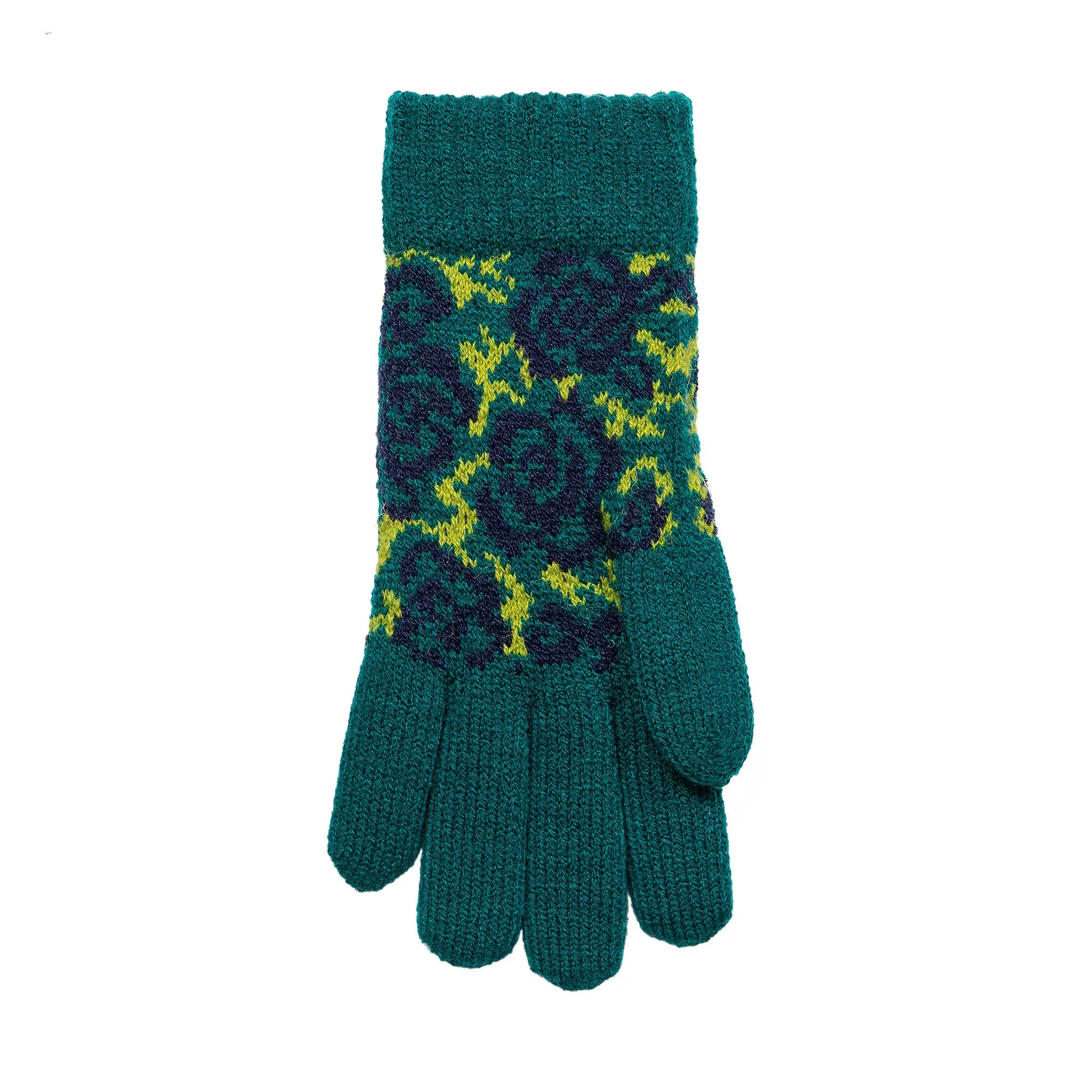 Women’s Jacquard Knitted Gloves with Rose Pattern