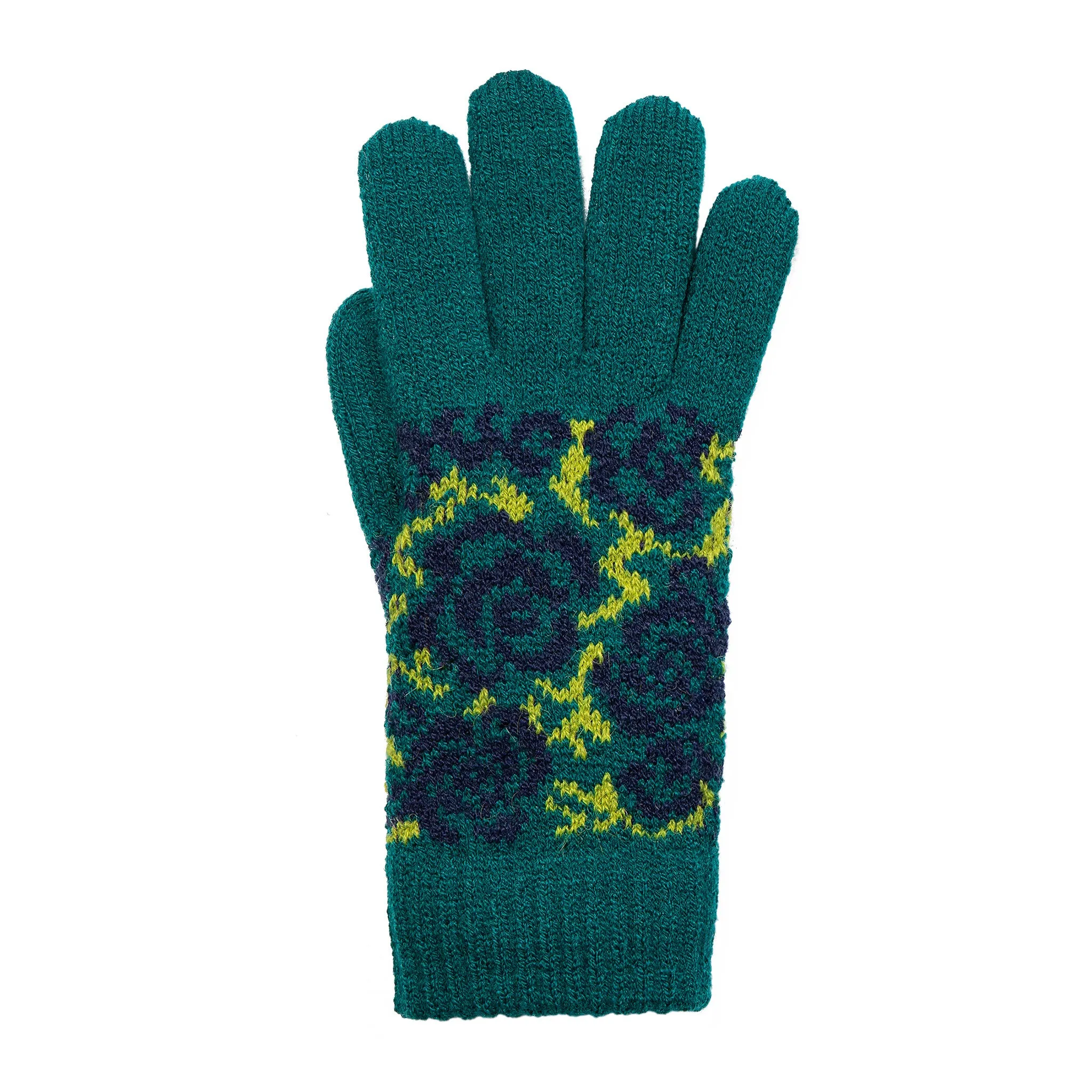 Women’s Jacquard Knitted Gloves with Rose Pattern