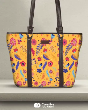 Yellow Floral Stylish Tote Bag